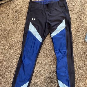 UNDER ARMOUR Women’s Leggings. Blue Color-block M/L